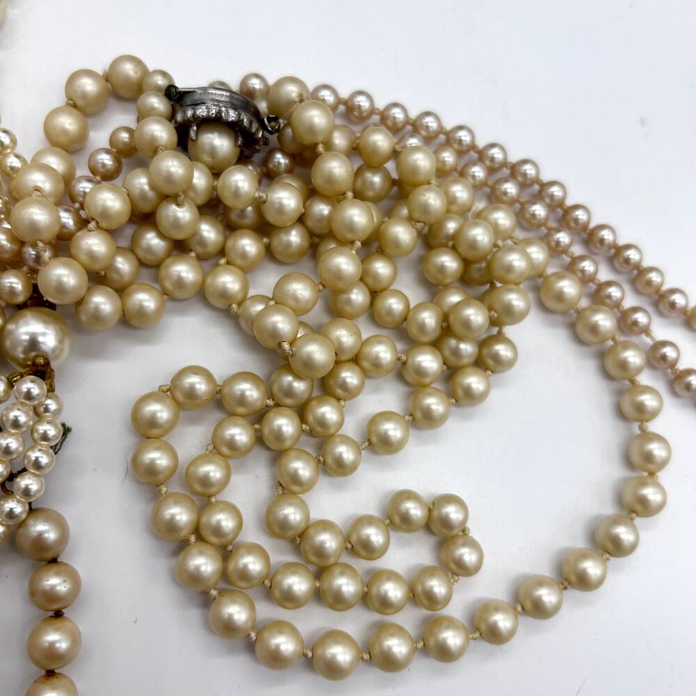 Vintage Faux Pearl Necklace Lot Bundle 50's 60's Retro Costume Jewelry VTG - Picture 7 of 12